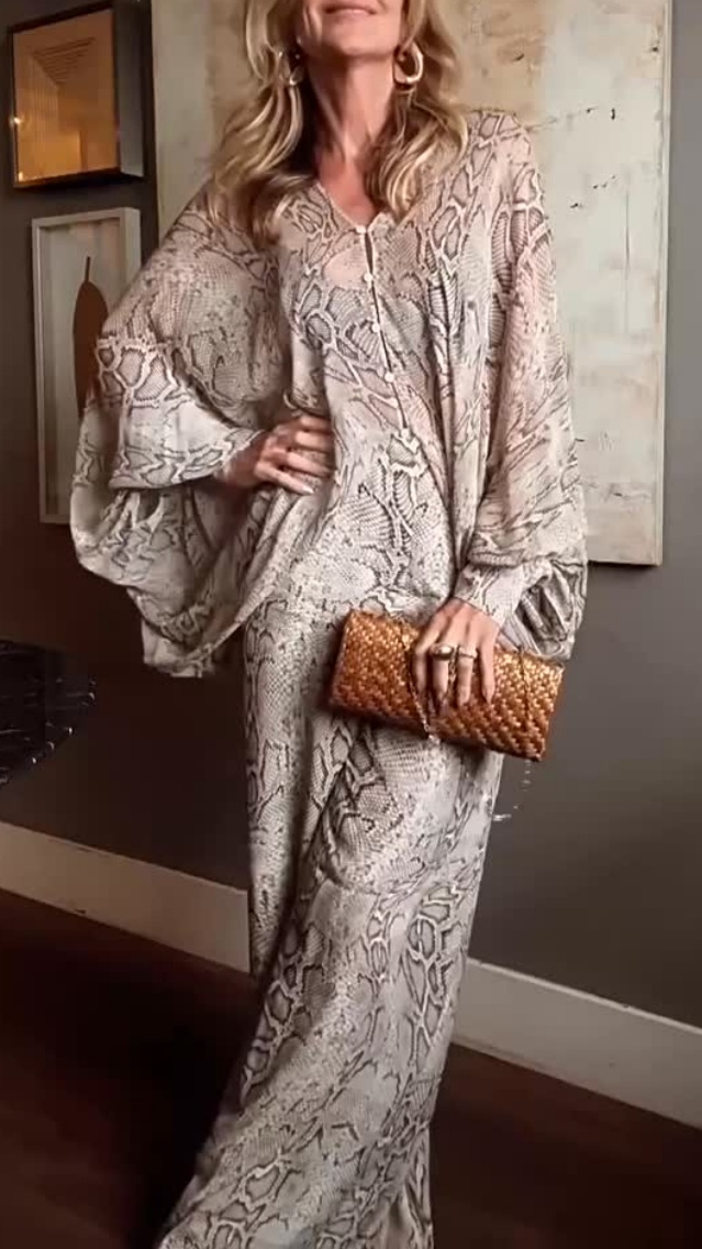 Women's Snake-Print Light Luxury Casual Two-Piece Set - Nordfashionstorm - Women's Clothing, Fashion for You - Nordfashionstorm.com