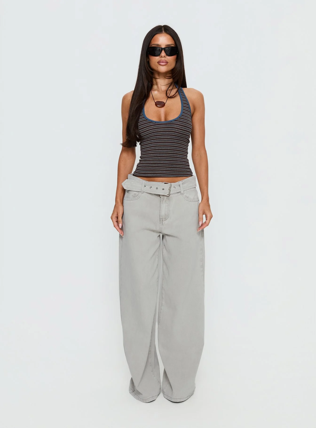 Sugar Talking Halter Top Multi Stripe