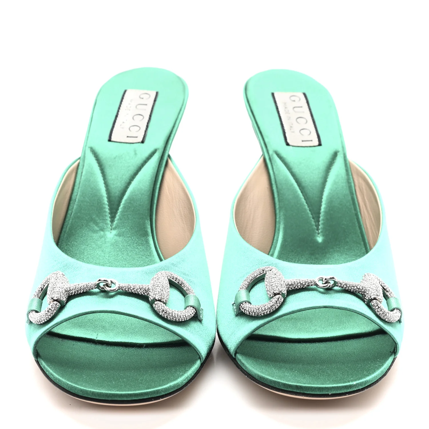 Raso Seta Malaga Kid Crystal Horsebit Sandals 37.5 Jade Caribbean Green - Top Club