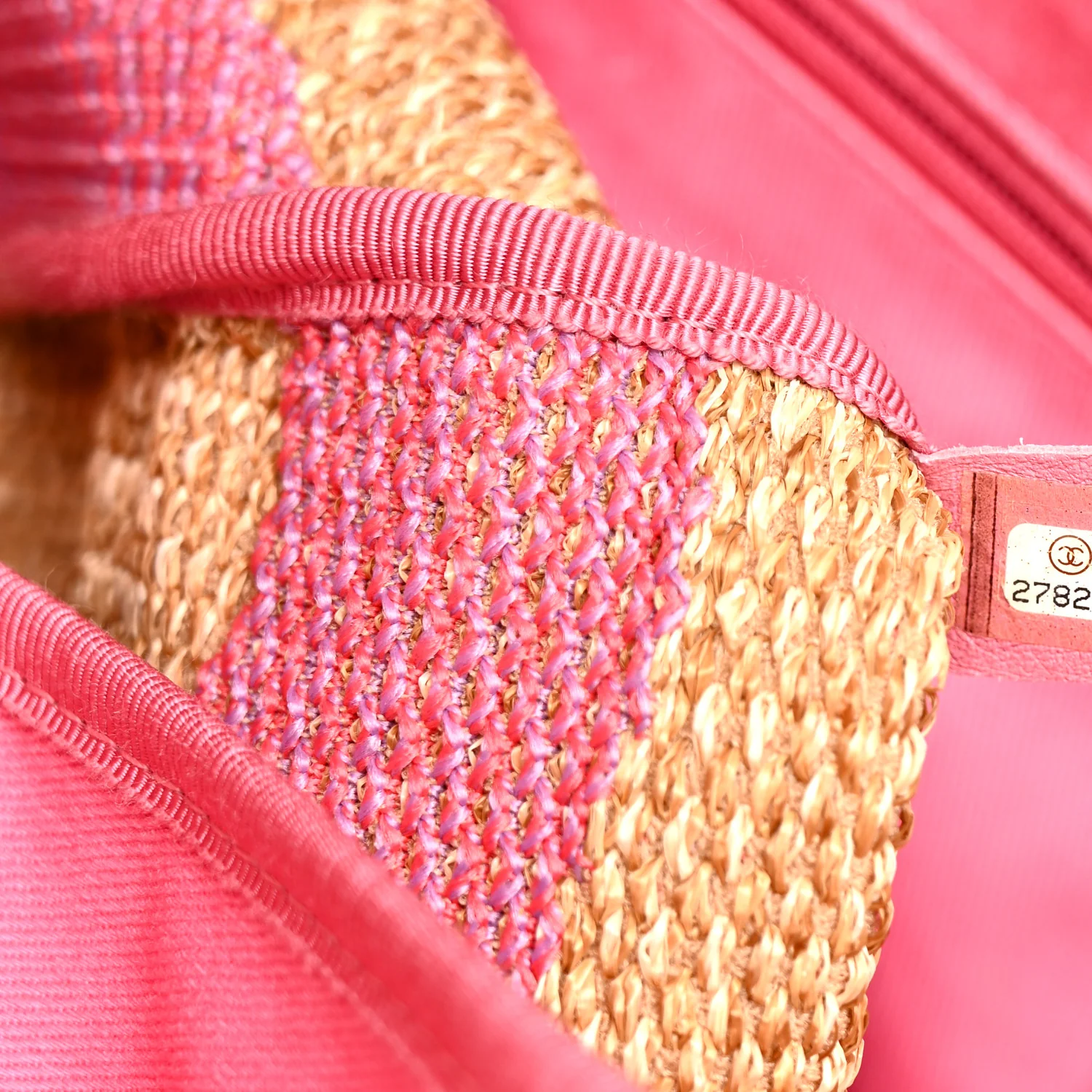Mixed Fibers Large Shopping Bag Pink Beige - Top Club