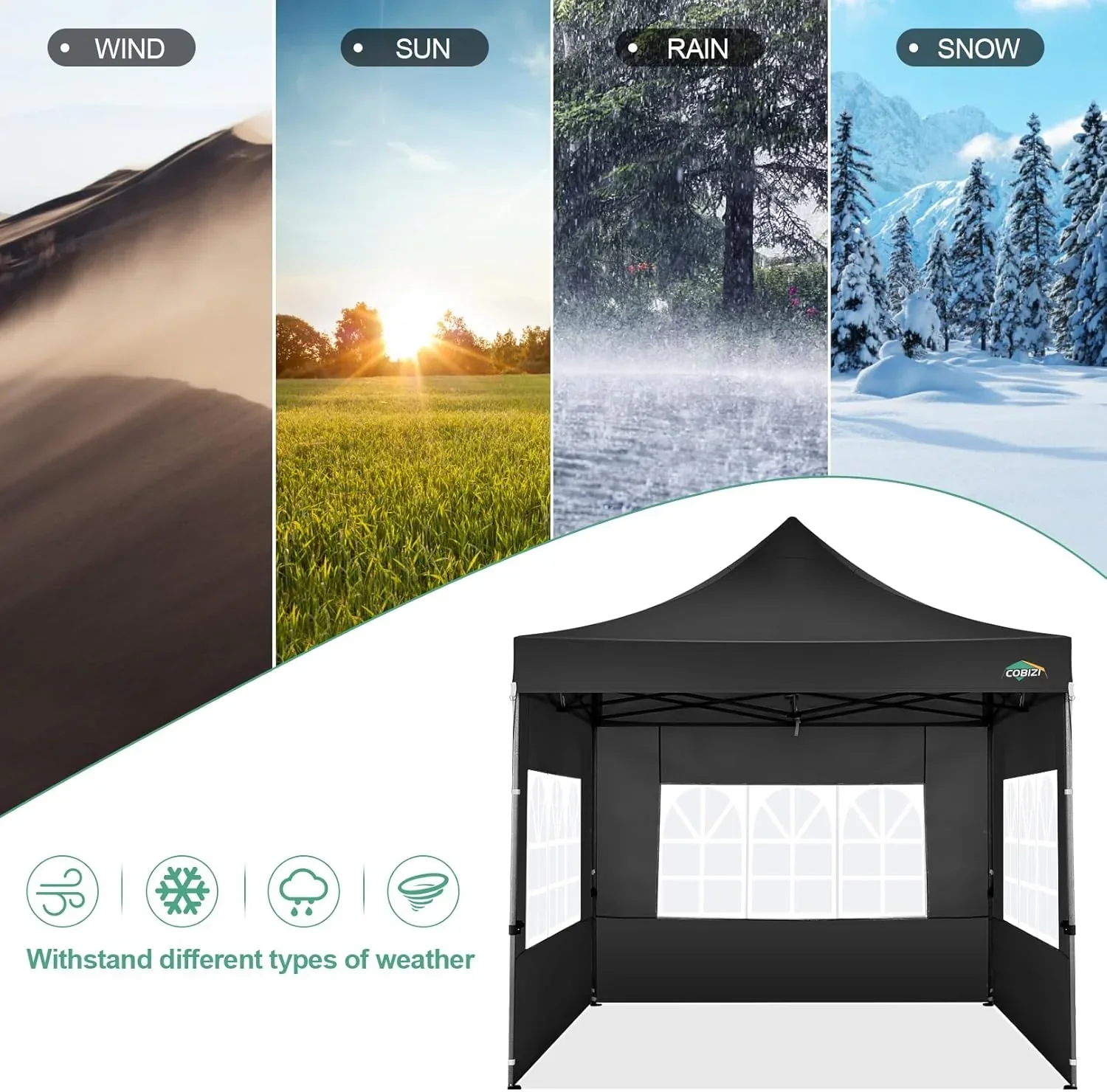 COBIZI 10x20 Heavy Duty Pop up Canopy Tent 6 sidewalls Commercial Canopy Wedding Party Tents