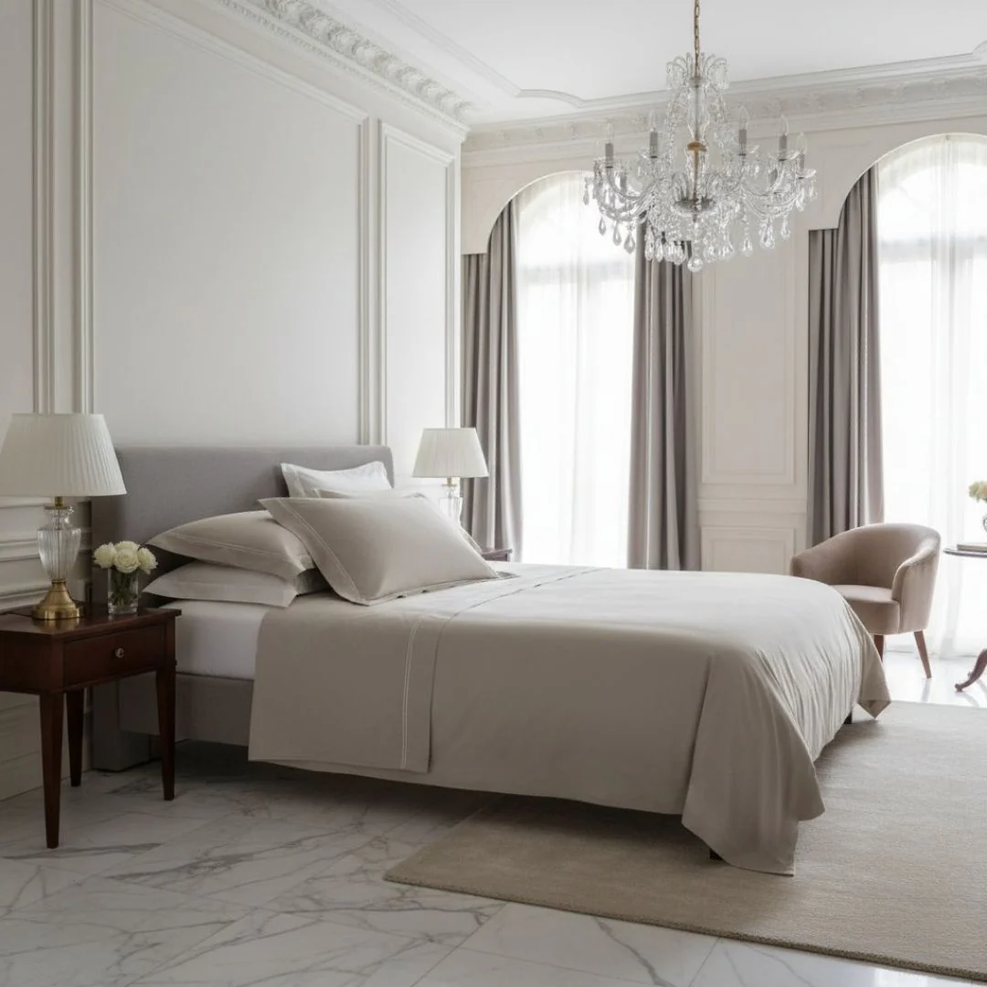 Completo Copripiumino In Raso Di Cotone Palazzo Erici Matrimoniale