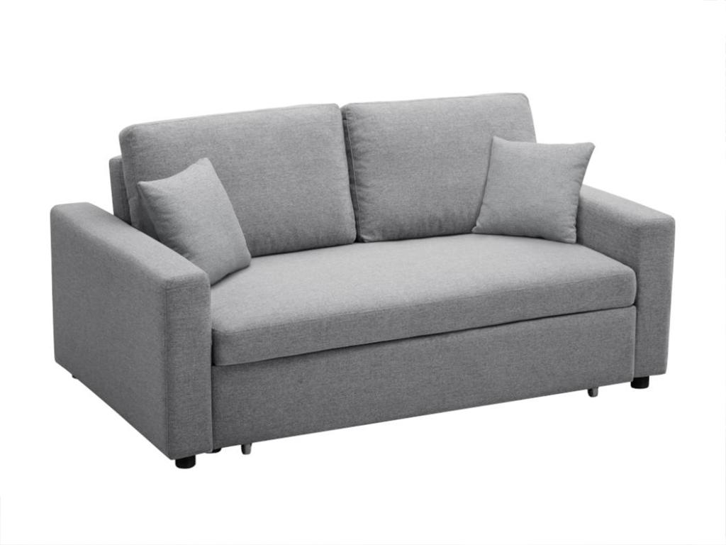 Sofá cama de 3 plazas de tela gris claro