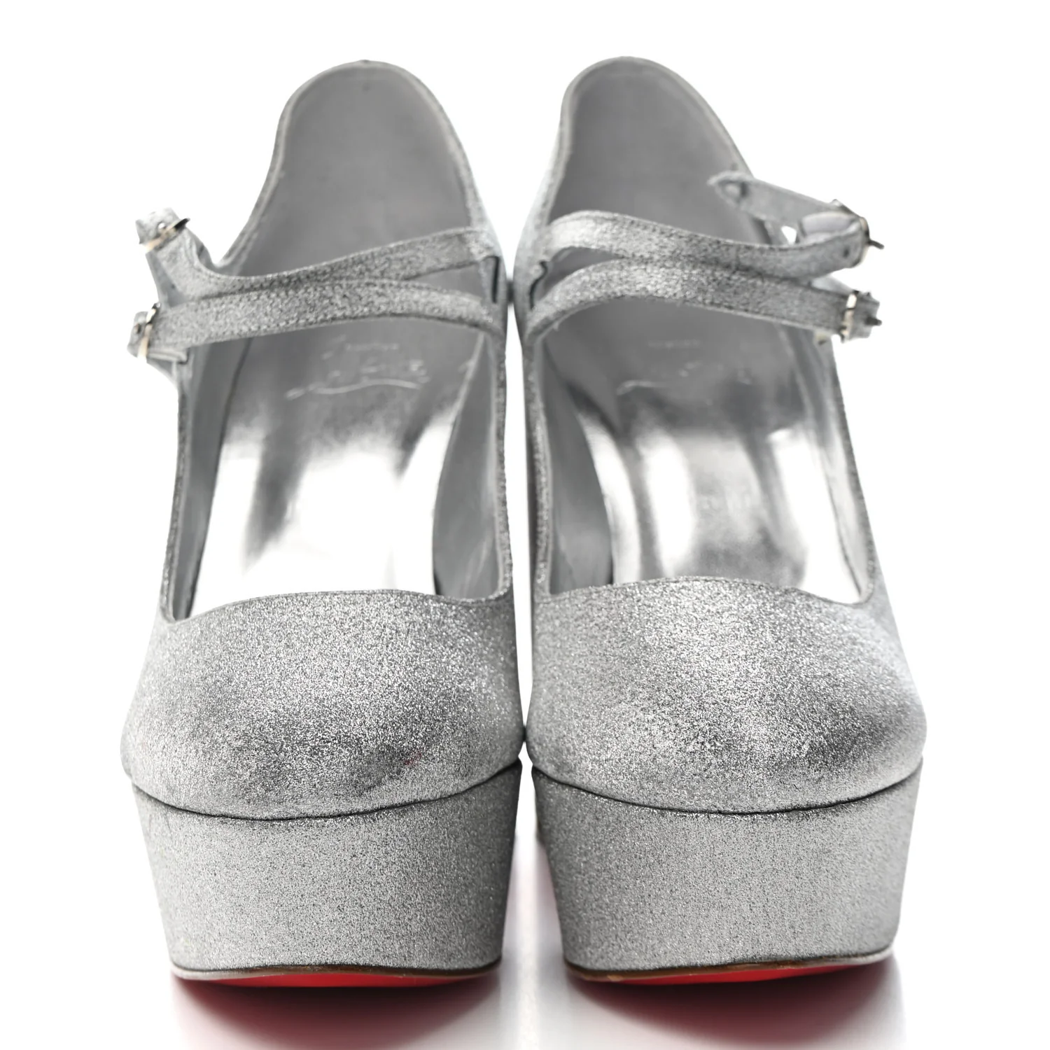 Glitter Calfskin Movida Jane 130 Platform Pump 38.5 Silver - Top Club