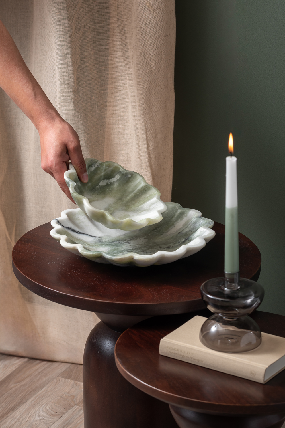 Bowl Flower marble himalayan green