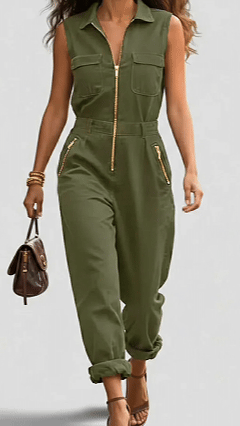 Fashionable And Casual Zippered Sleeveless Cotton Jumpsuit - Nordfashionstorm - Women's Clothing, Fashion for You - Nordfashionstorm.com
