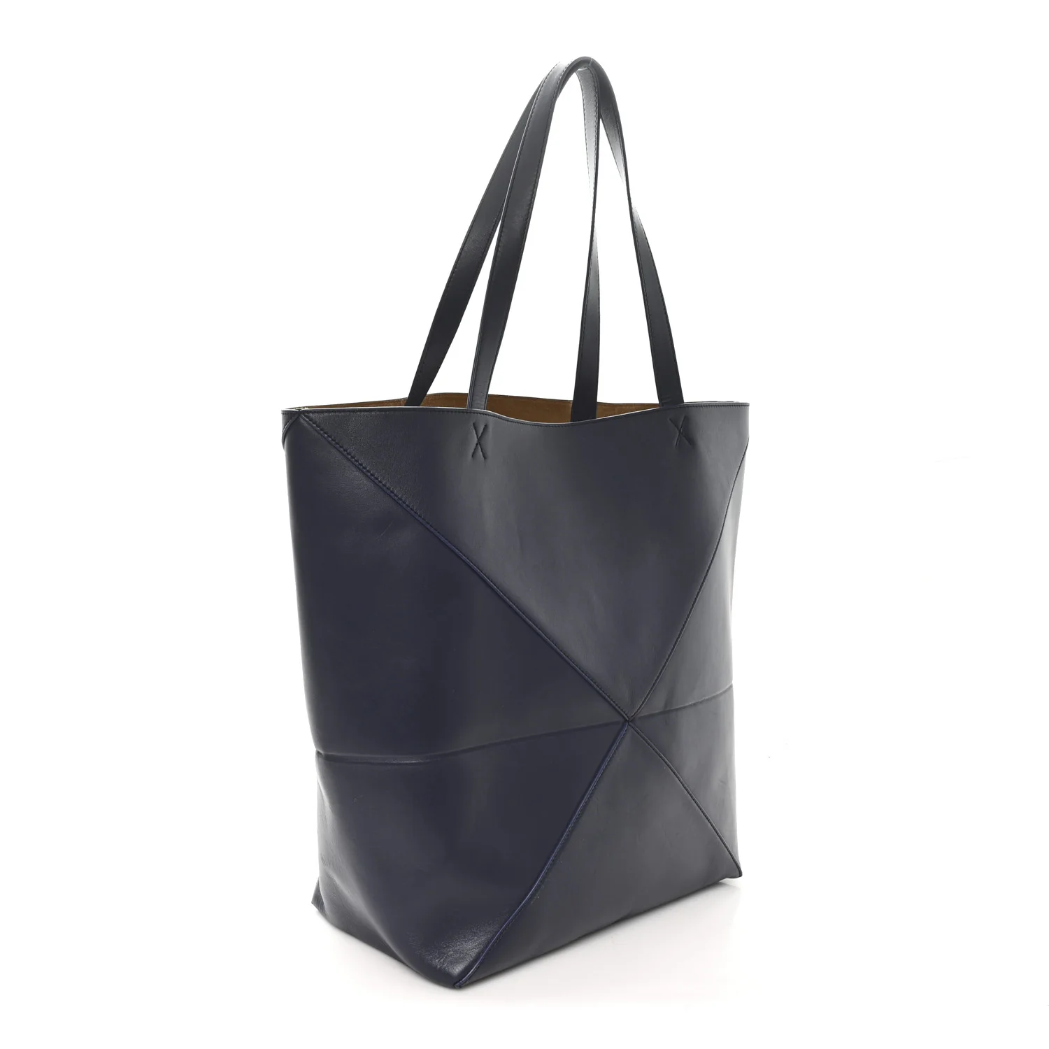 Shiny Calfskin Large Puzzle Fold Tote Abyss Blue - Top Club