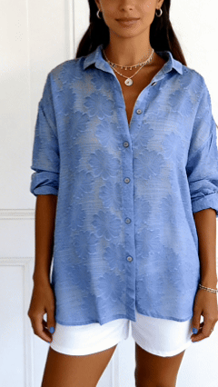 Women's Solid-Color Jacquard Long-Sleeve Shirt with Hot-Fix Rhinestones - Nordfashionstorm - Women's Clothing, Fashion for You - Nordfashionstorm.com