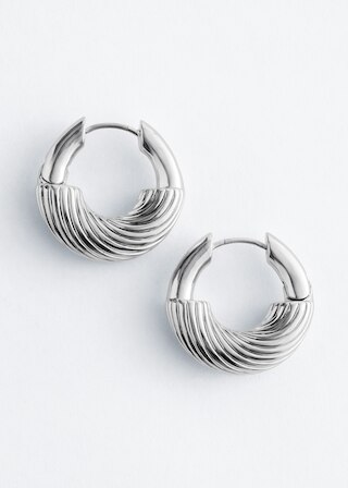 & Other Stories RIDGED HOOP EARRINGS
