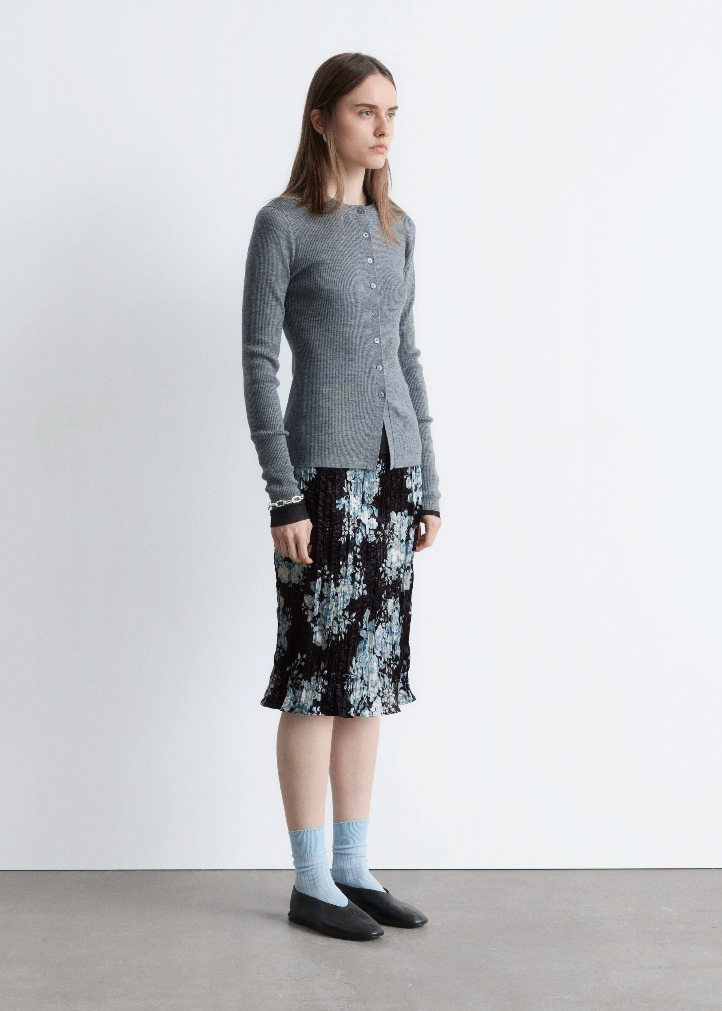 & Other Stories RIB-KNIT MERINO WOOL CARDIGAN