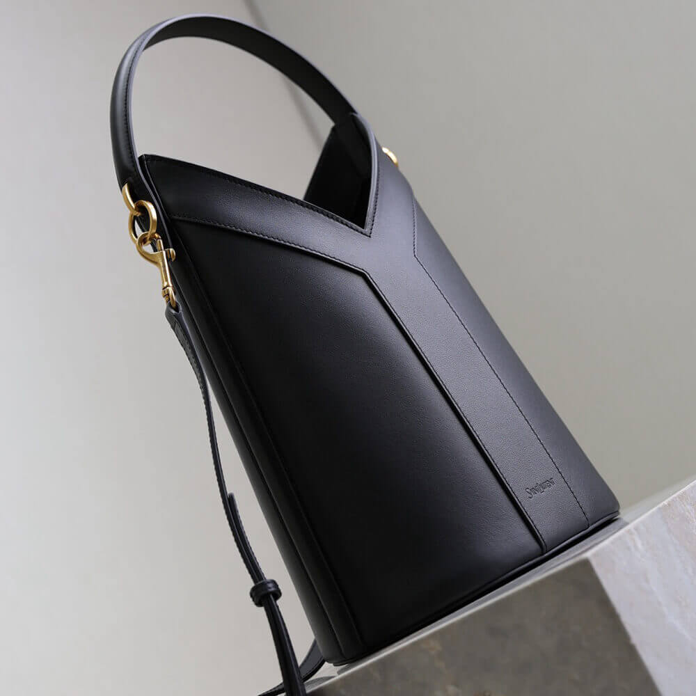 YSL Y top-handle bucket in leather(HIGH-END GRADE) - Top Club