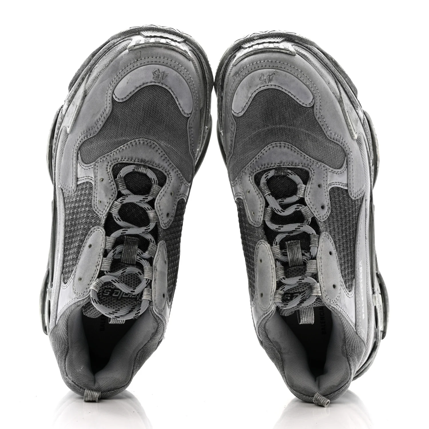 Fabric Mesh Dyed Mens Triple S Sneakers 45 Grey