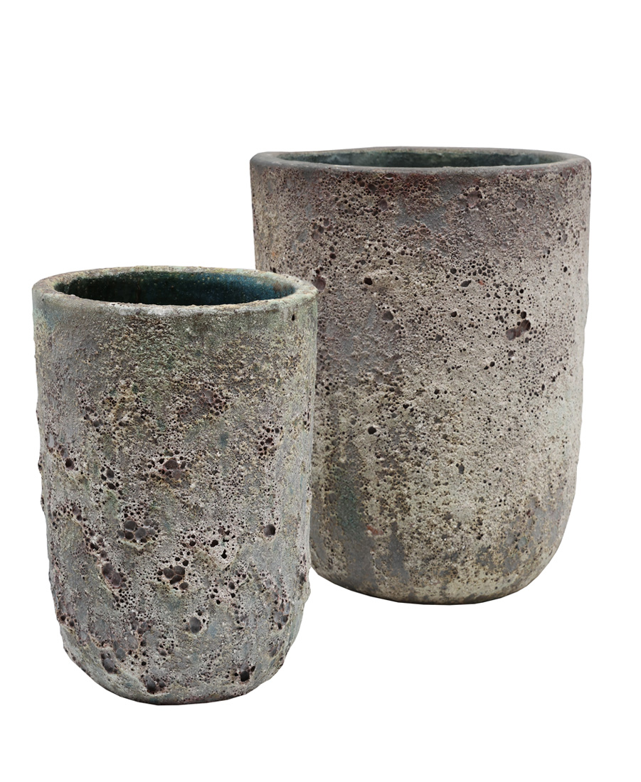 Plantenpot Fuji oceanic coral Ø36/26 x H45/35 cm - set van 2