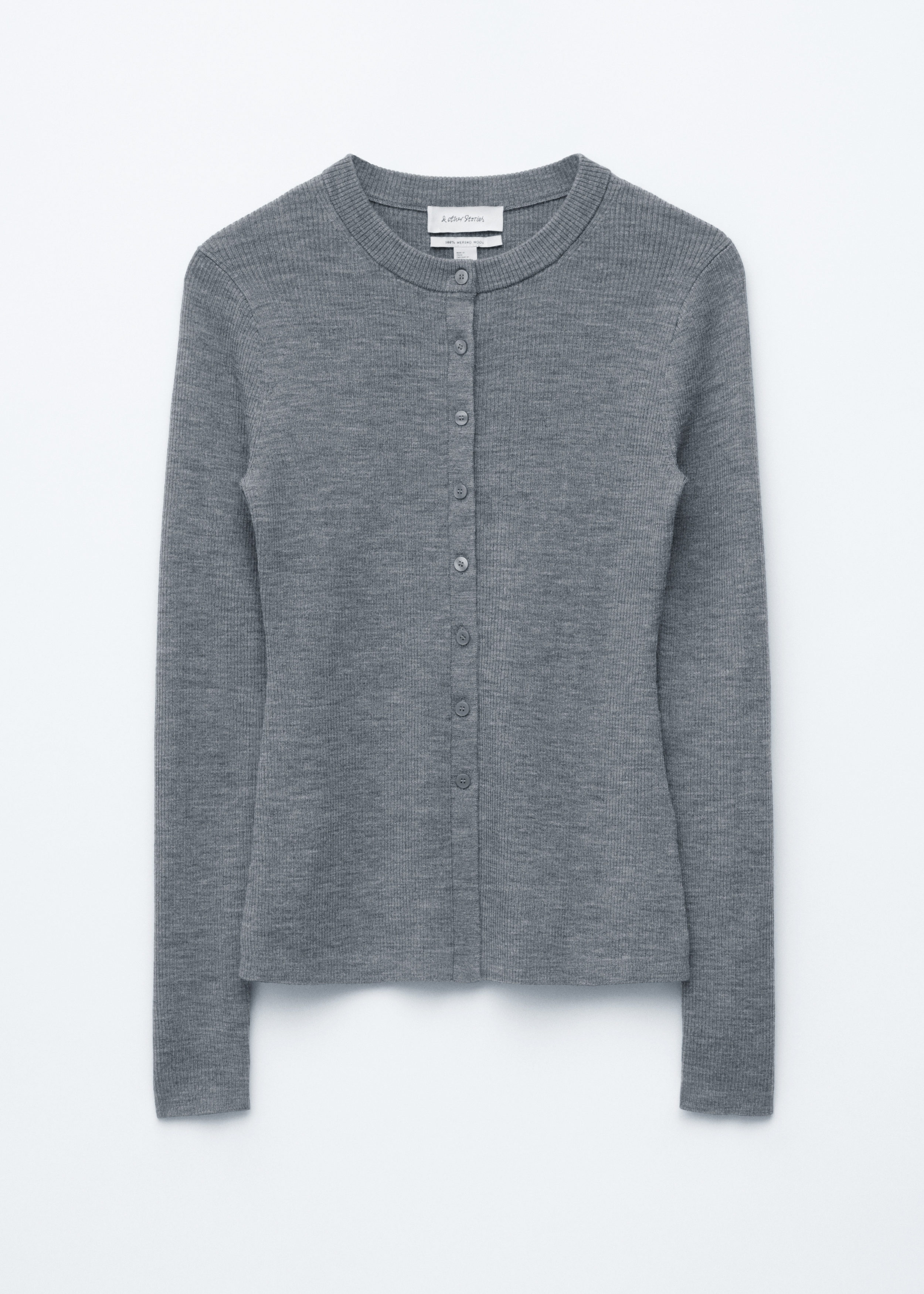 & Other Stories RIB-KNIT MERINO WOOL CARDIGAN