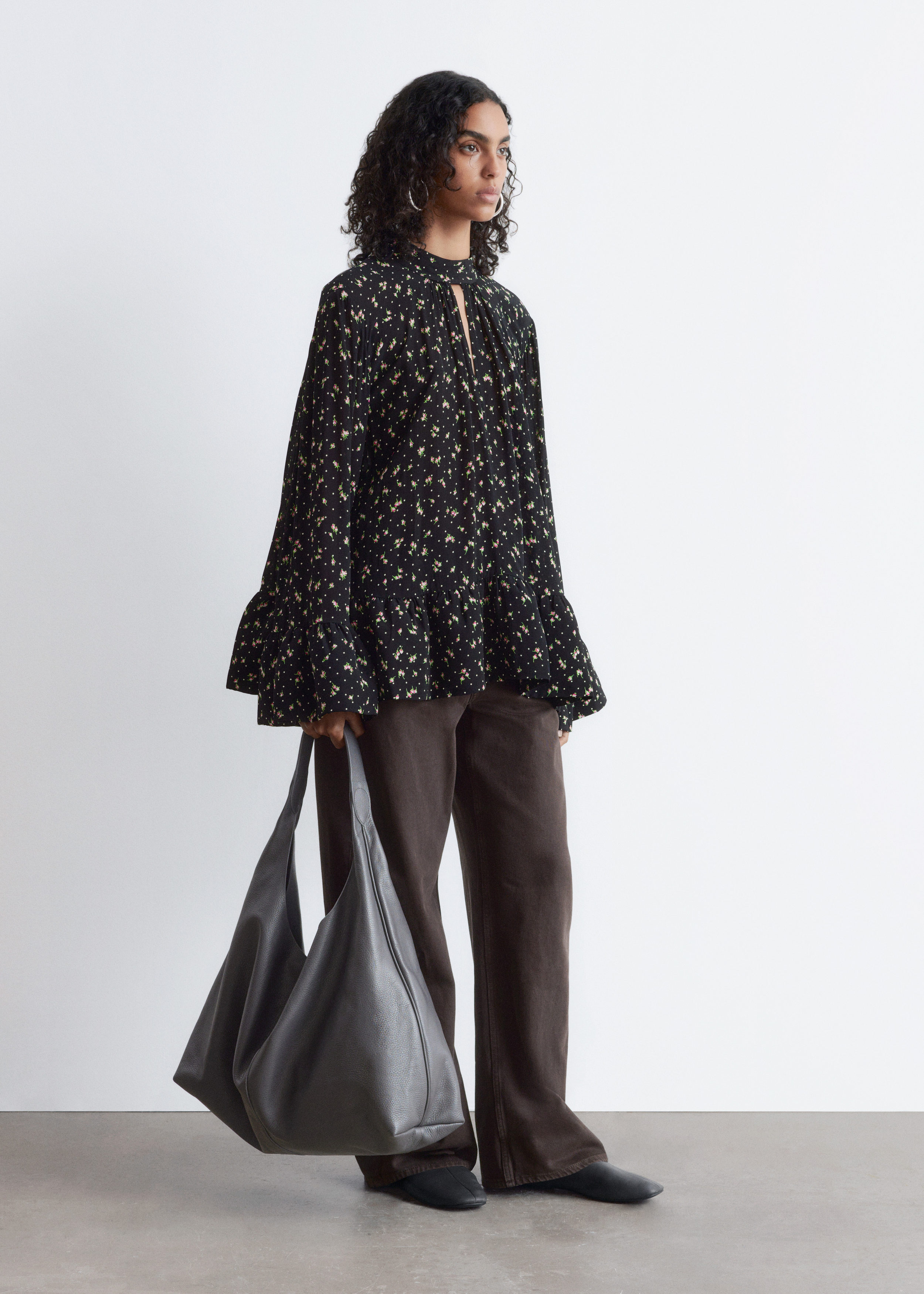 & Other Stories FRILLED STAND-COLLAR BLOUSE