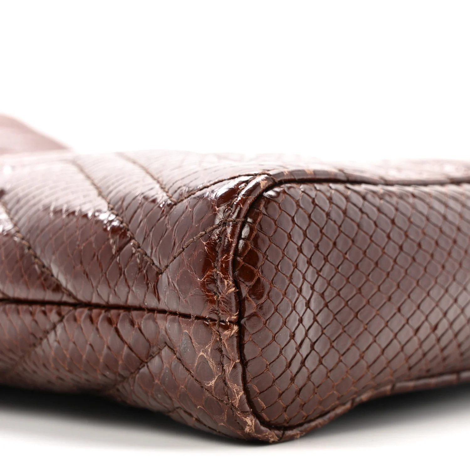 Snakeskin Matelasse Medium GG Marmont Slim Tote Brown - Top Club