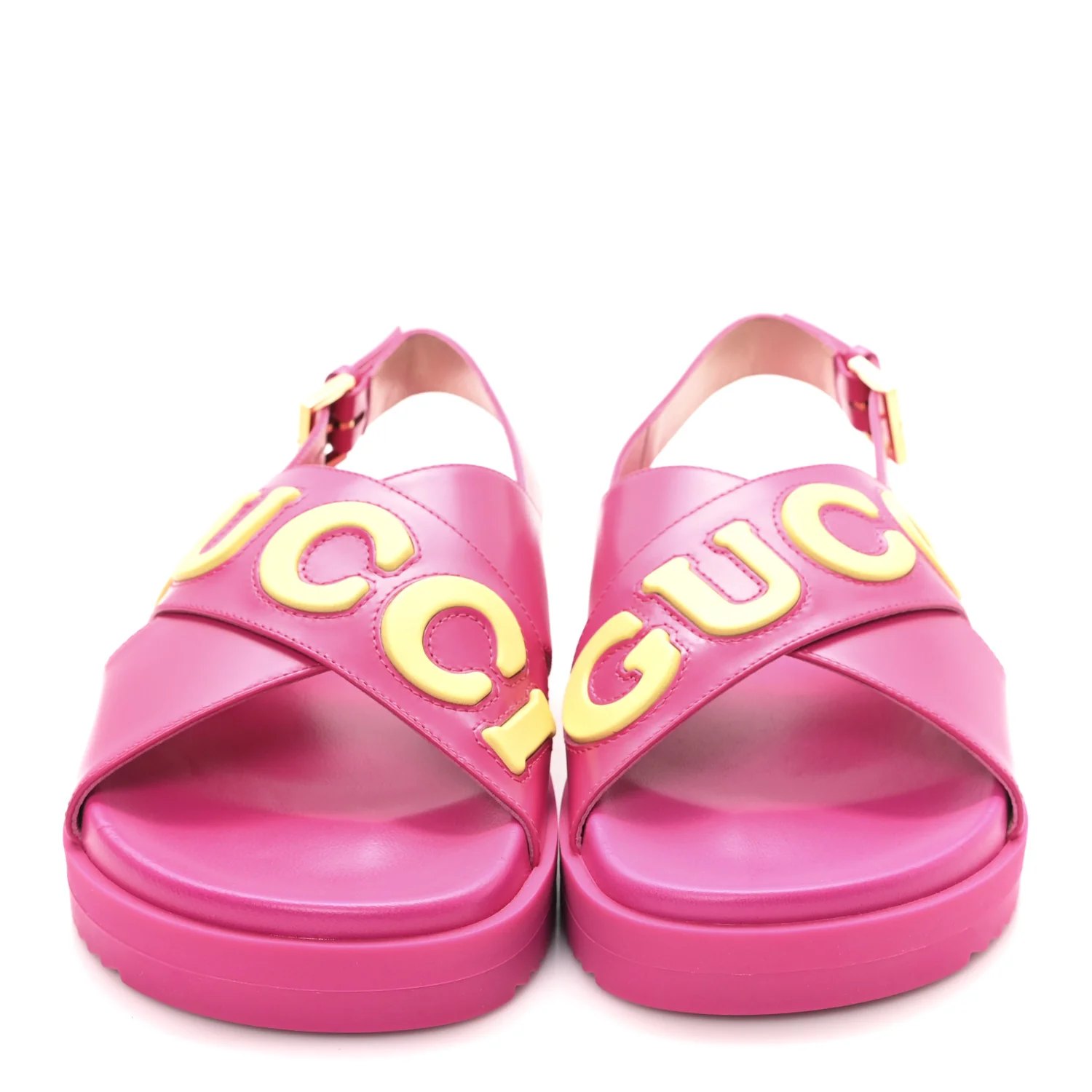 Calfskin Elizabeth Nappa Charlotte Logo Slingback Sandals 36.5 Fancy Fuchsia - Top Club