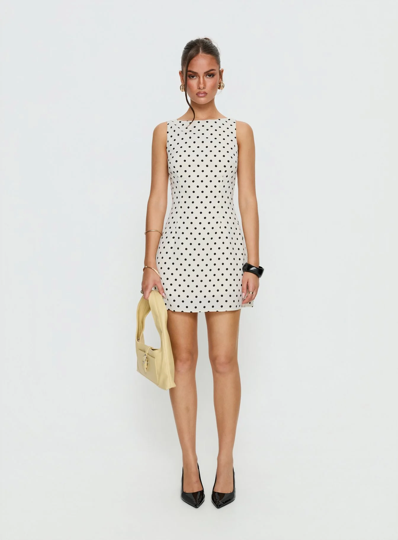 Kherin Boat Neck Romper Cream Polka