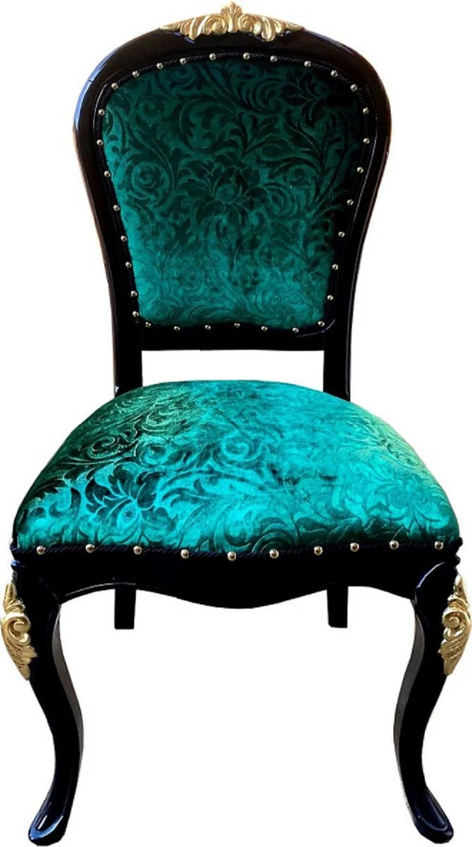 Pompöös by Baroque luxury dining room set green / black / gold - Pompöös Baroque dining table with glass top and 6 Baroque dining room chairs designed by Harald Glööckler - Baroque furniture