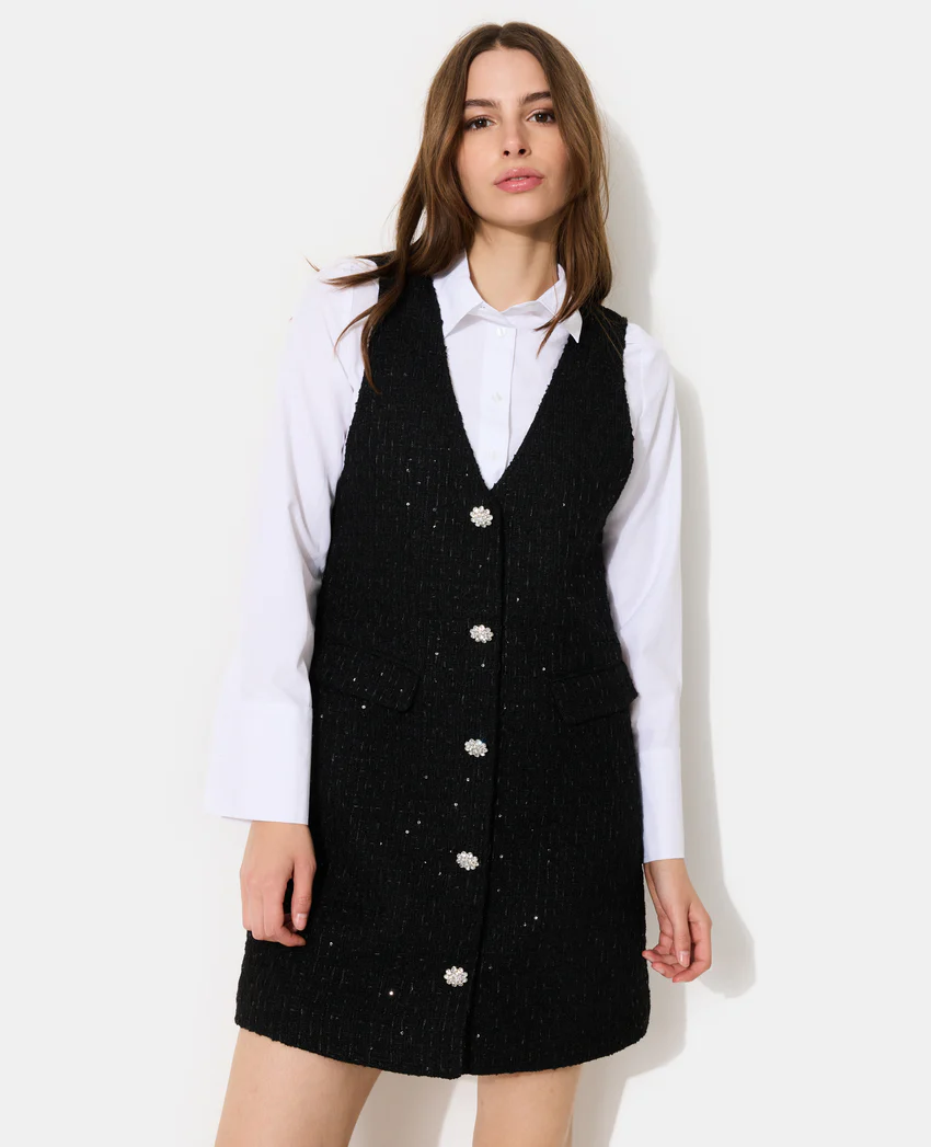 Pimkie Robe chasuble en tweed avec sequins