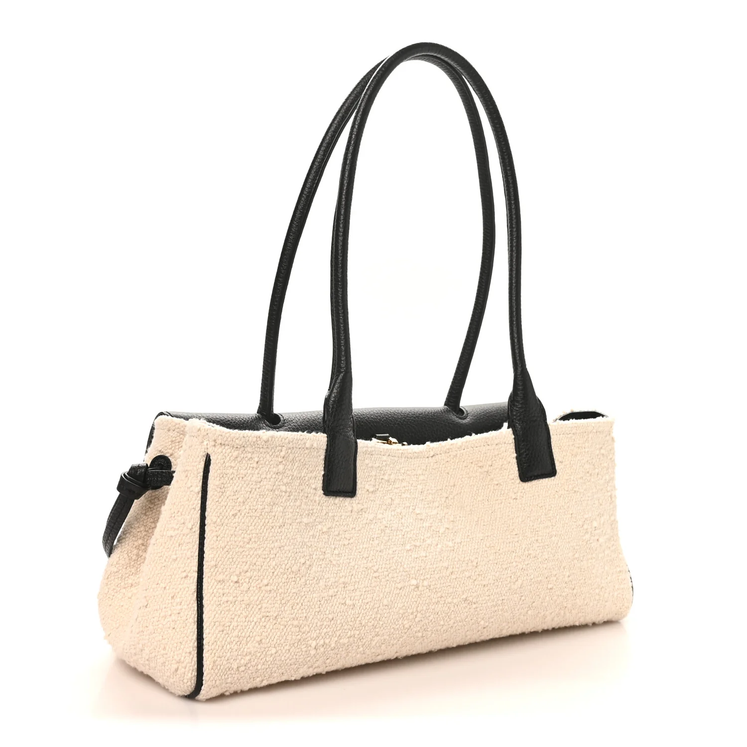 Grained Calfskin Boucle Urban Essentials Small Shopping Bag Black Ivory
