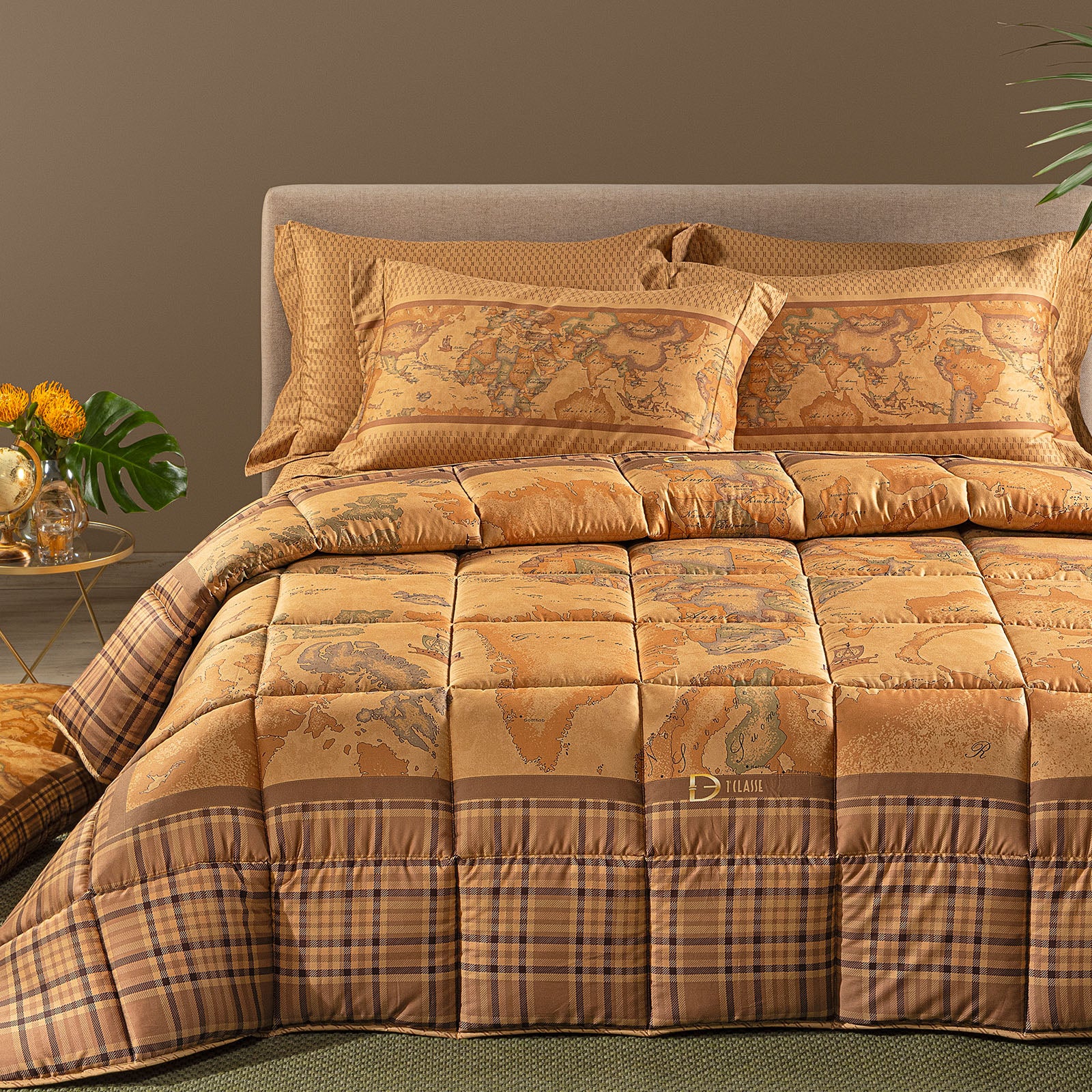 Trapunta In Raso Di Cotone Geo Tartan Matrimoniale Unica Alviero Martini 1A Classe