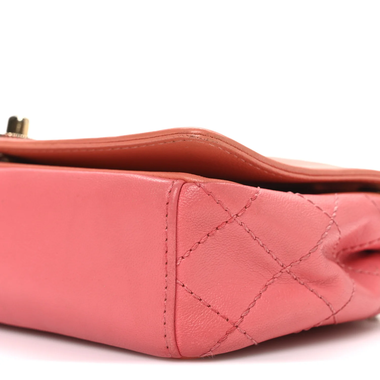 Shiny Sheepskin Quilted Vintage Mademoiselle Flap Coral Orange - Top Club
