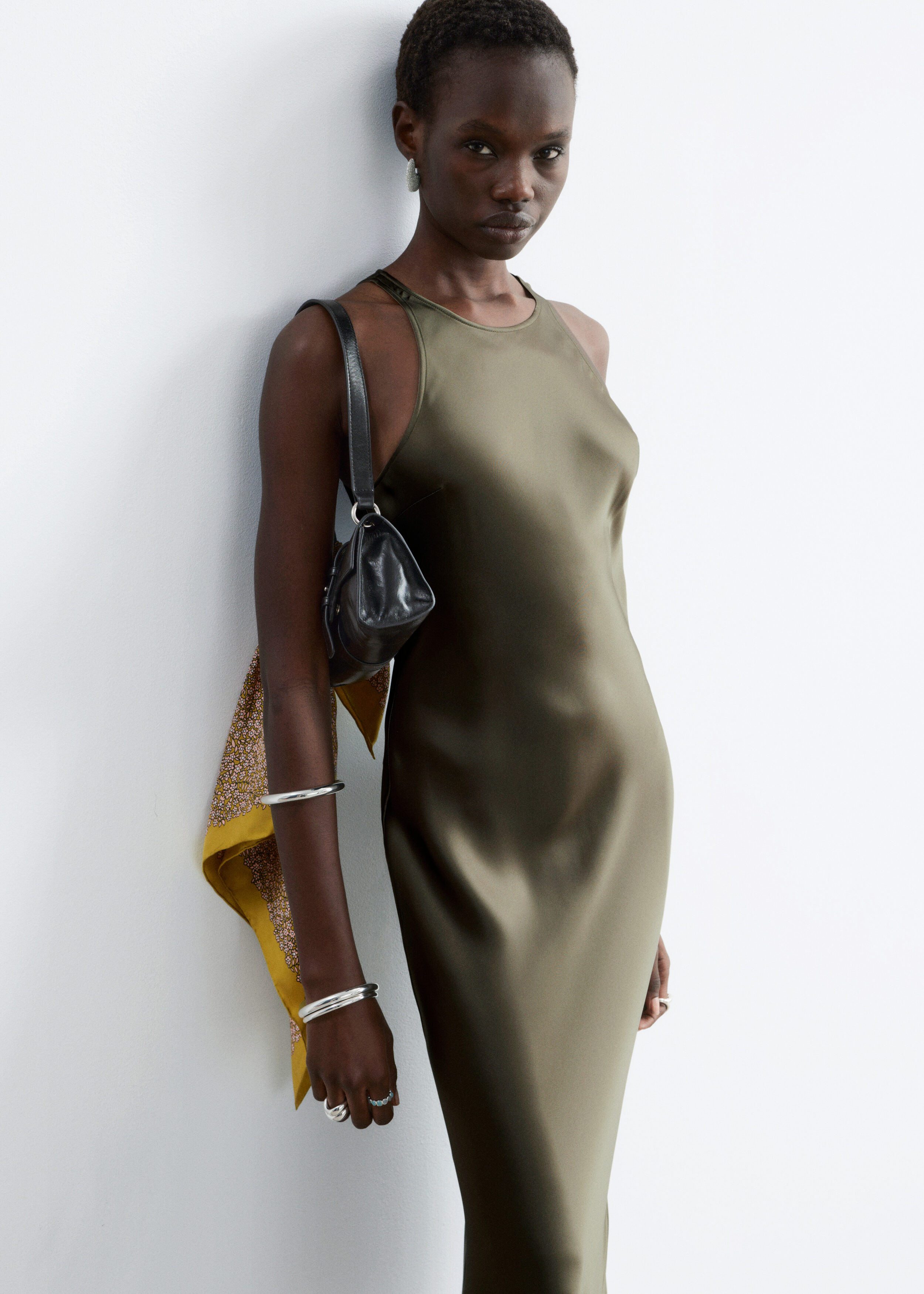 & Other Stories SLEEVELESS SATIN MIDI DRESS