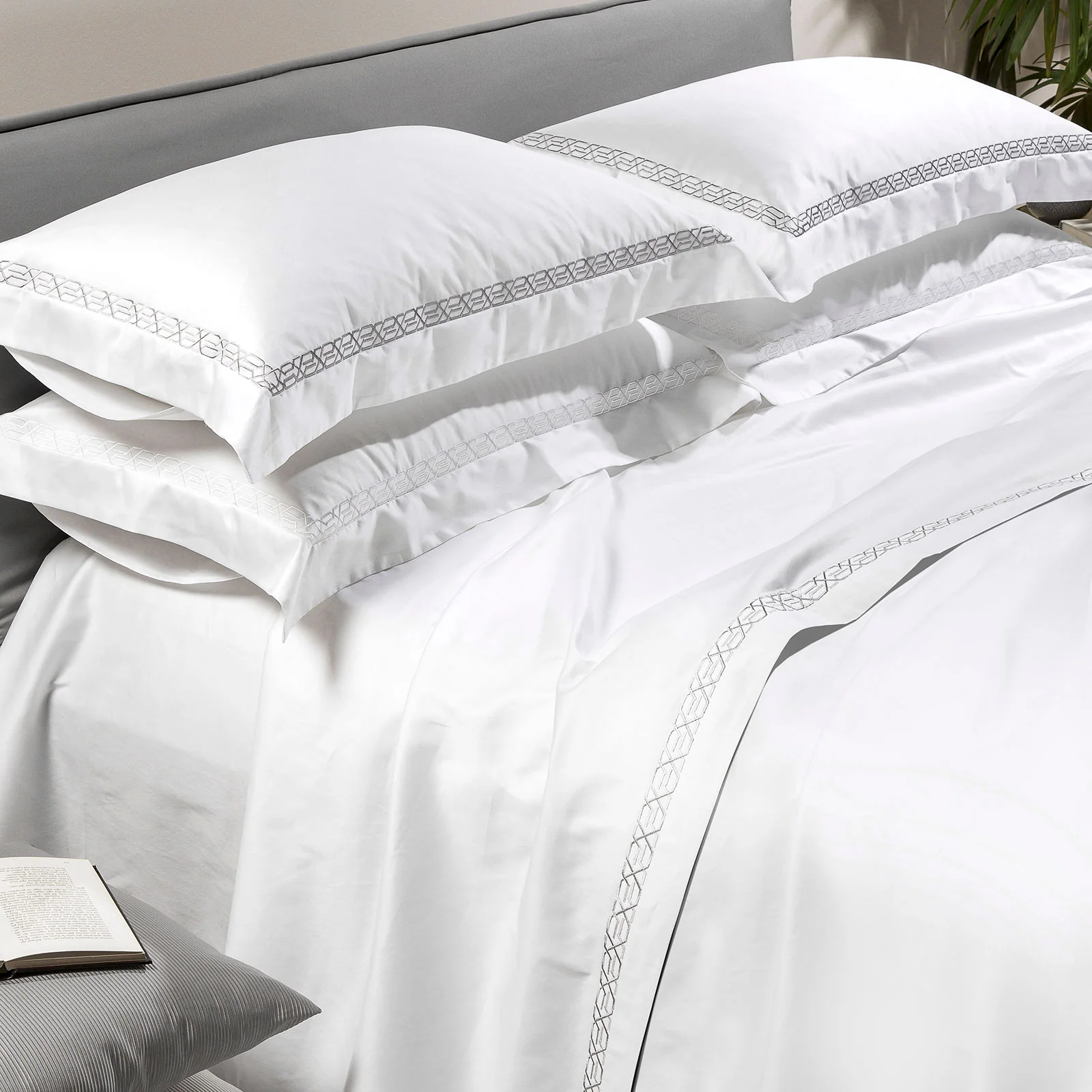 Complete Cotton satin sheets Luxor Dreaming Gray Damer