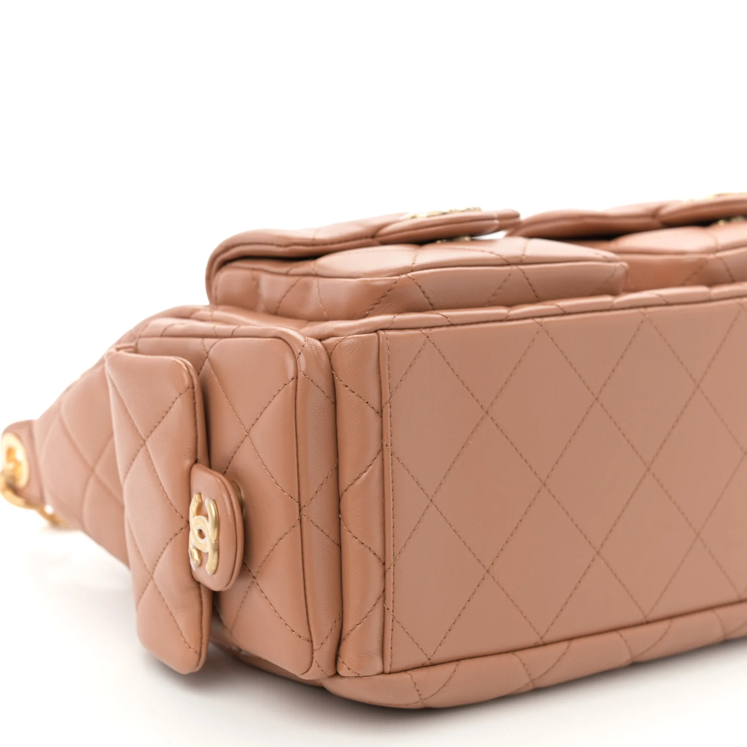 Shiny Lambskin Quilted Trendy Pockets Hobo Brown - Top Club