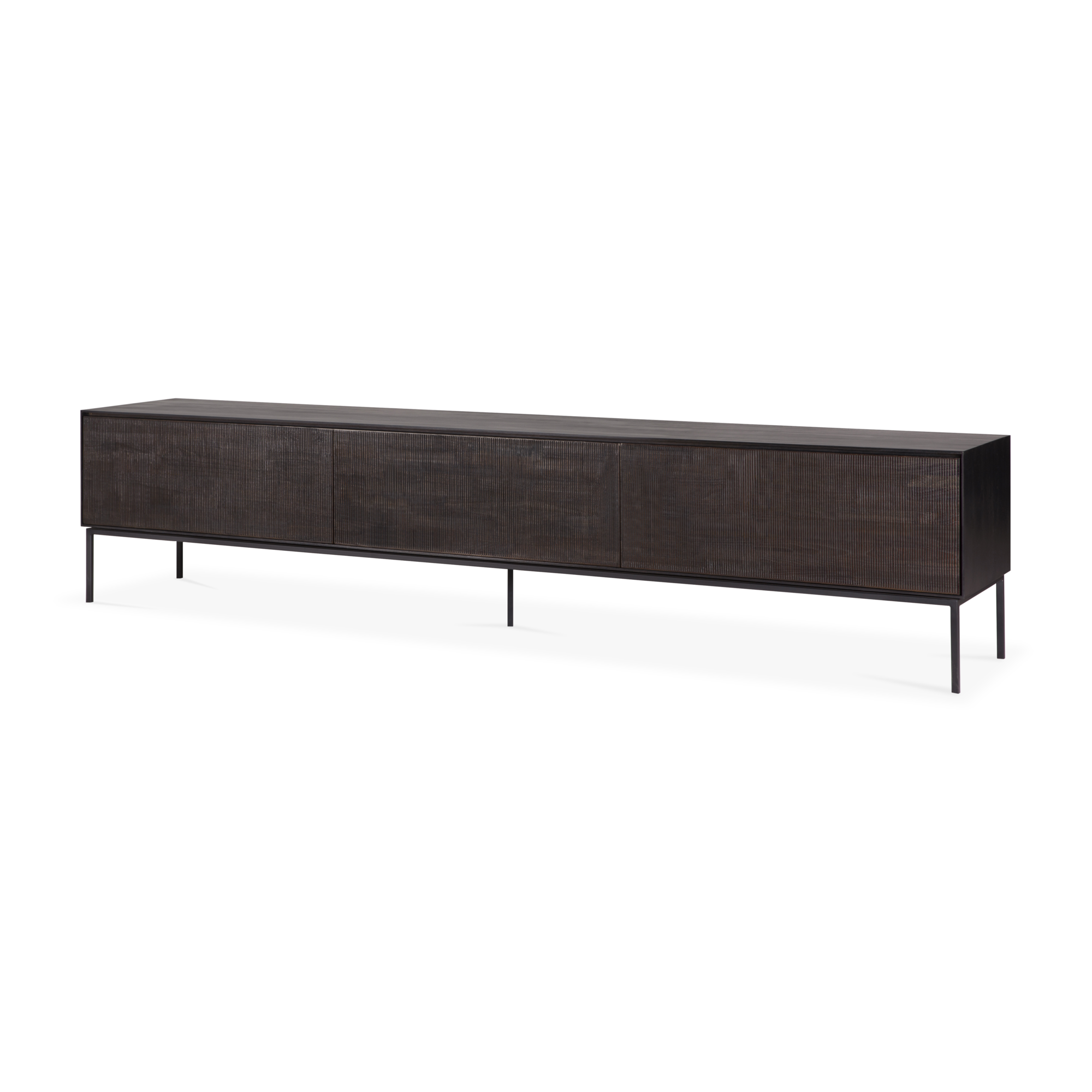 Tv-meubel Grooves teak zwart/bruin 242 cm