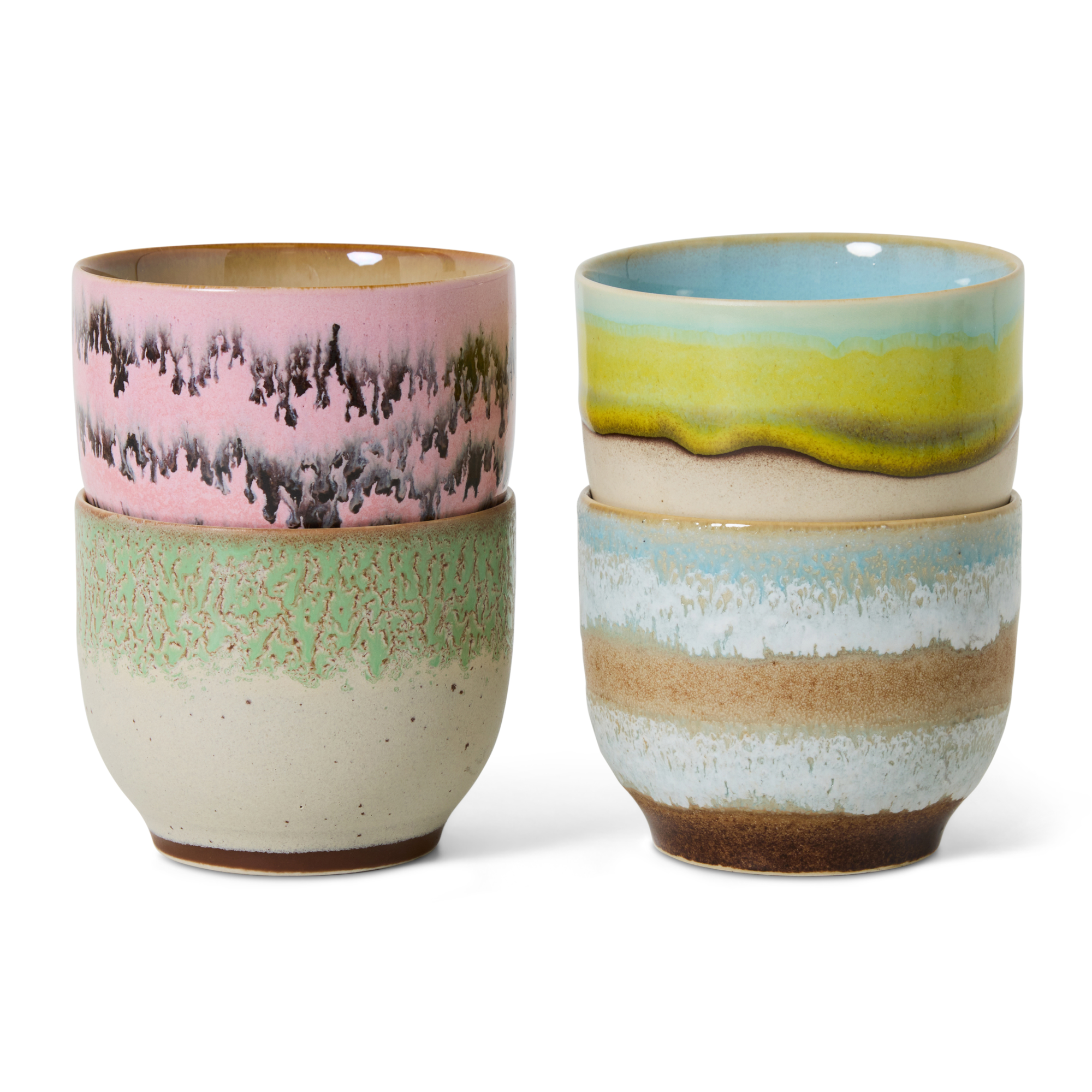 Servies 70's Ceramics cafe cup Deco - set van 4