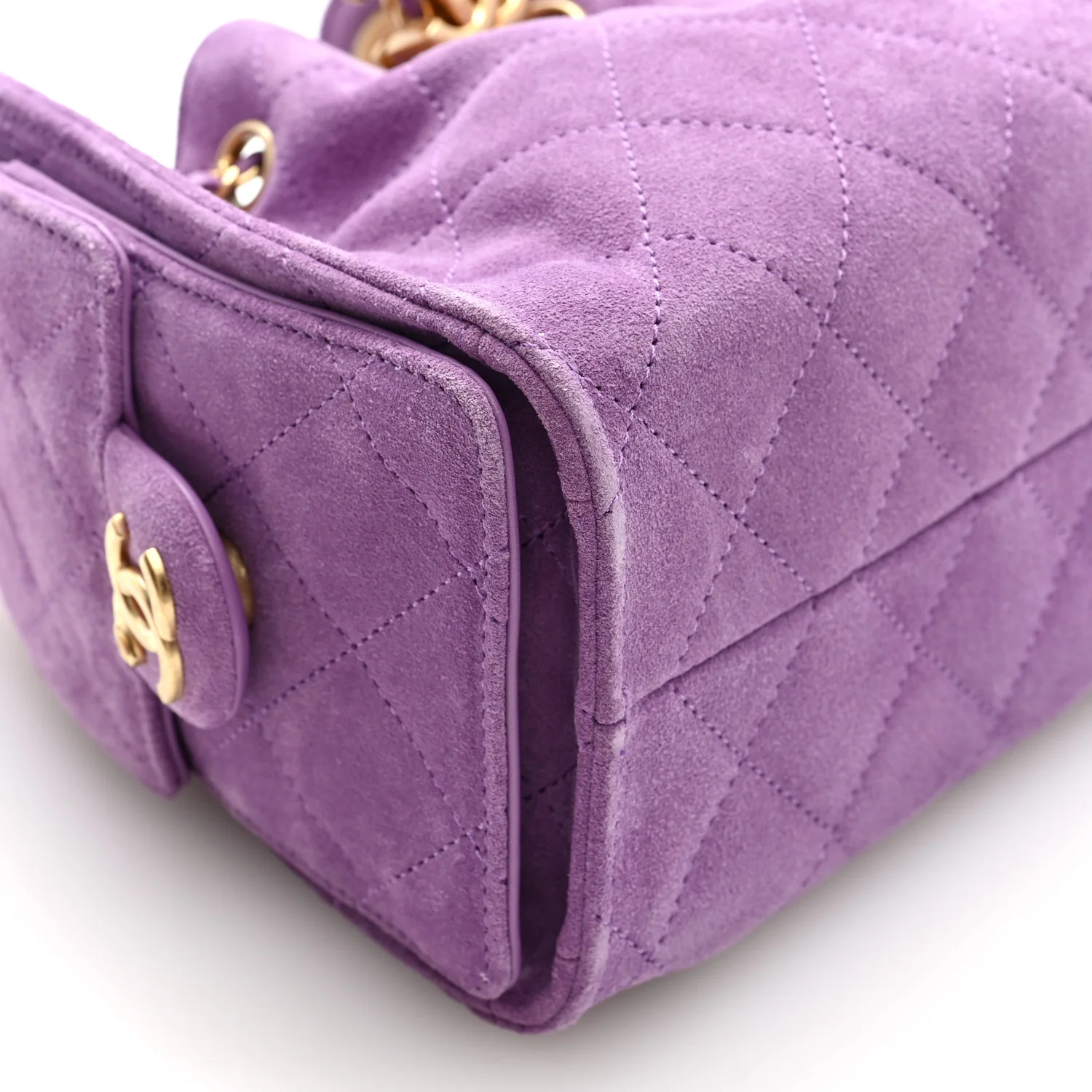 Suede Quilted Mini Chanel 25 Handbag Purple - Top Club