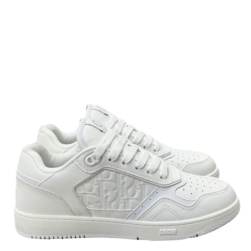 Dior White Leather Sneakers With Signature Monogram Detailing - Sneaker Replica Workshop