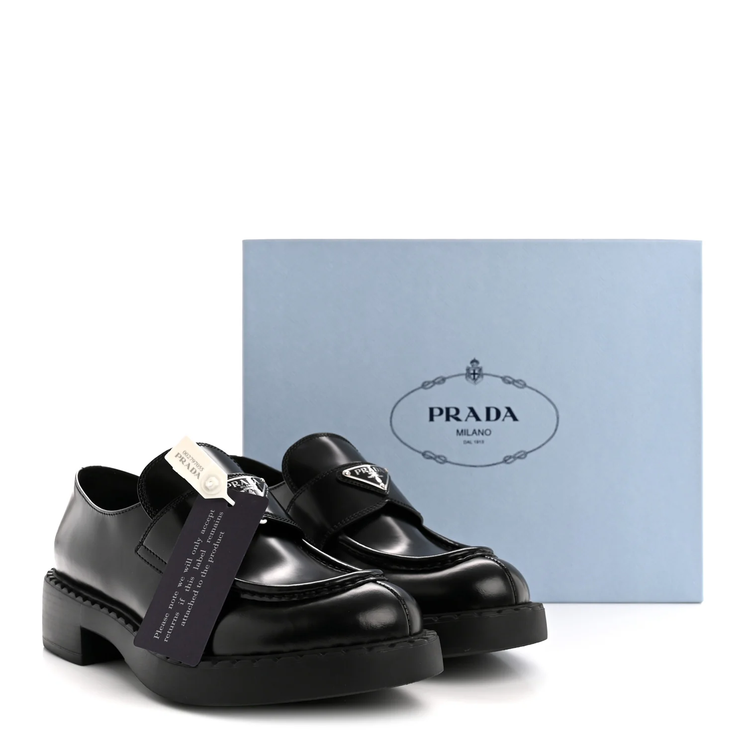 Spazzolato Metal Triangle Logo 50mm Loafers 40.5 Black - Top Club