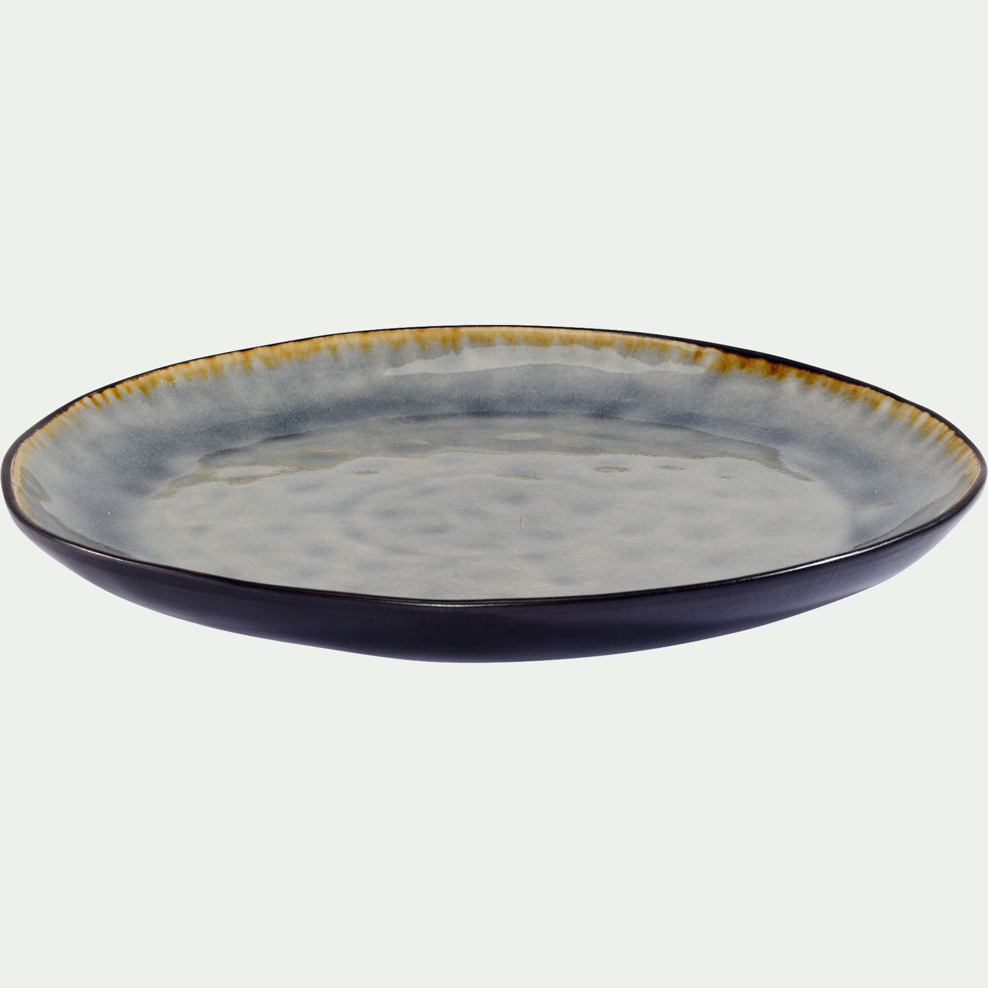 SELIME - Assiette plate en grès émail réactif D27,5cm - gris