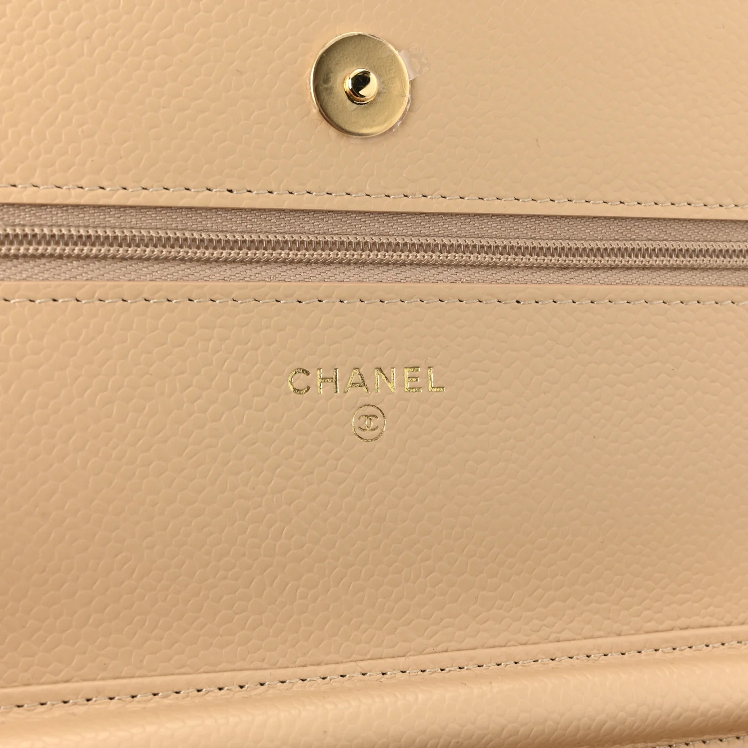 Caviar Quilted Wallet on Chain WOC Beige - Top Club