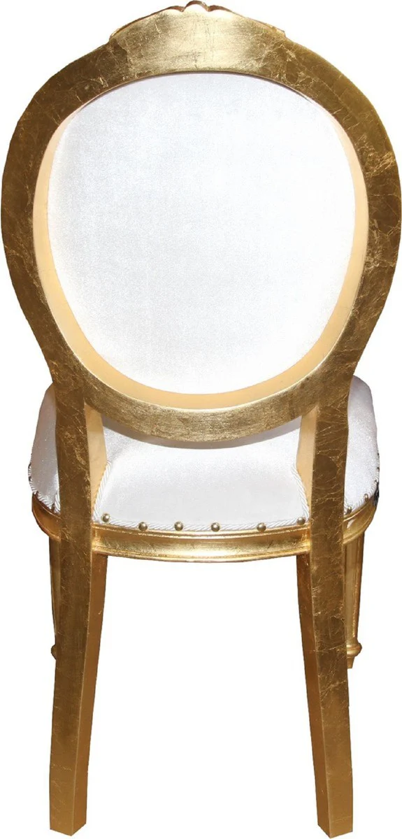Luxury Baroque dining room set medallion white / gold 50 x 52 x H. 99 cm - 6 handmade dining chairs - Baroque dining room furniture