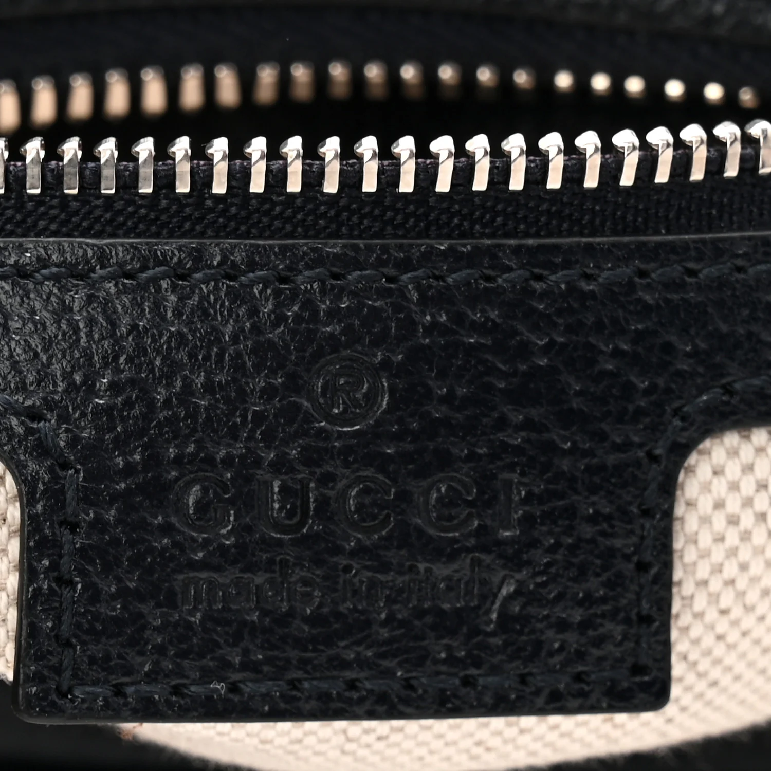 GG Supreme Monogram Textured Calfskin Web Large Attache Shoulder Bag Beige Blue - Top Club