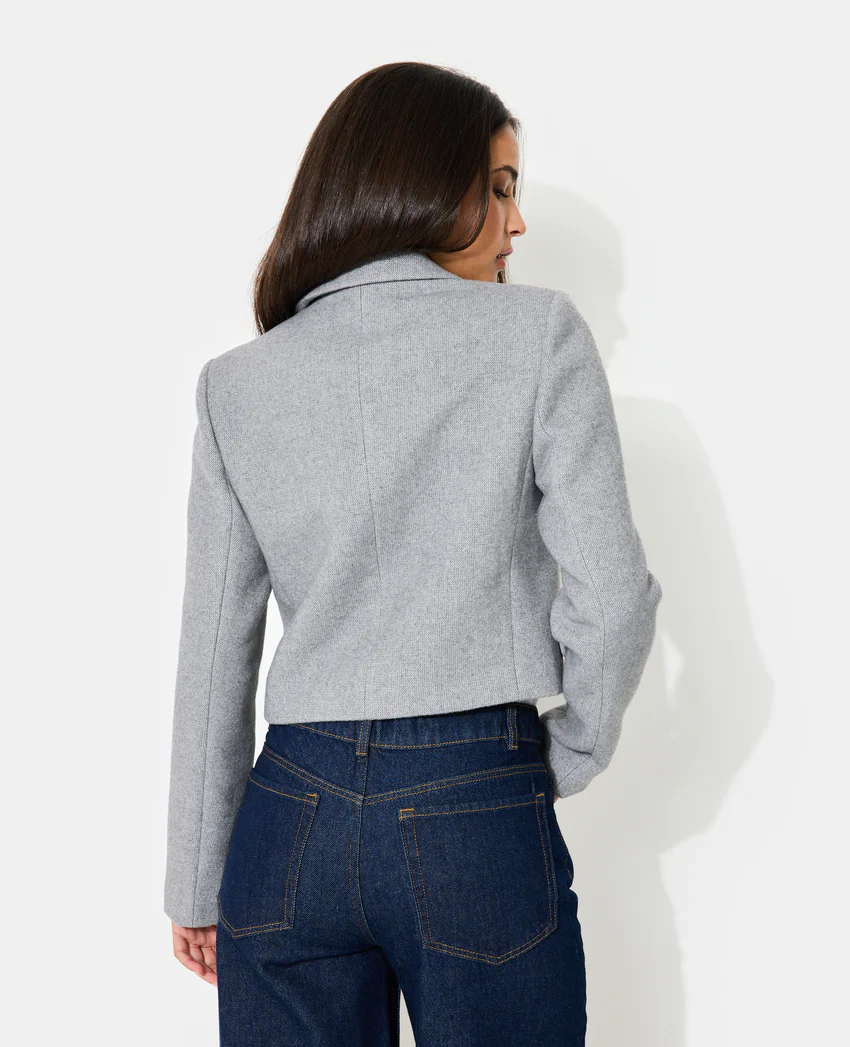 Pimkie Veste blazer courte en tissu épais avec laine