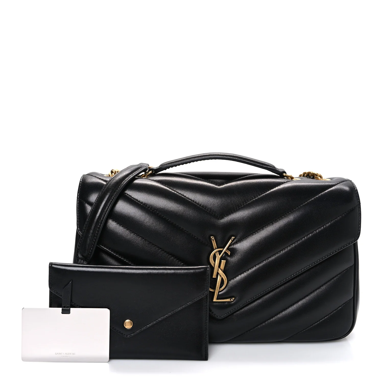 Lambskin Chevron Quilted Medium Loulou Black - Top Club