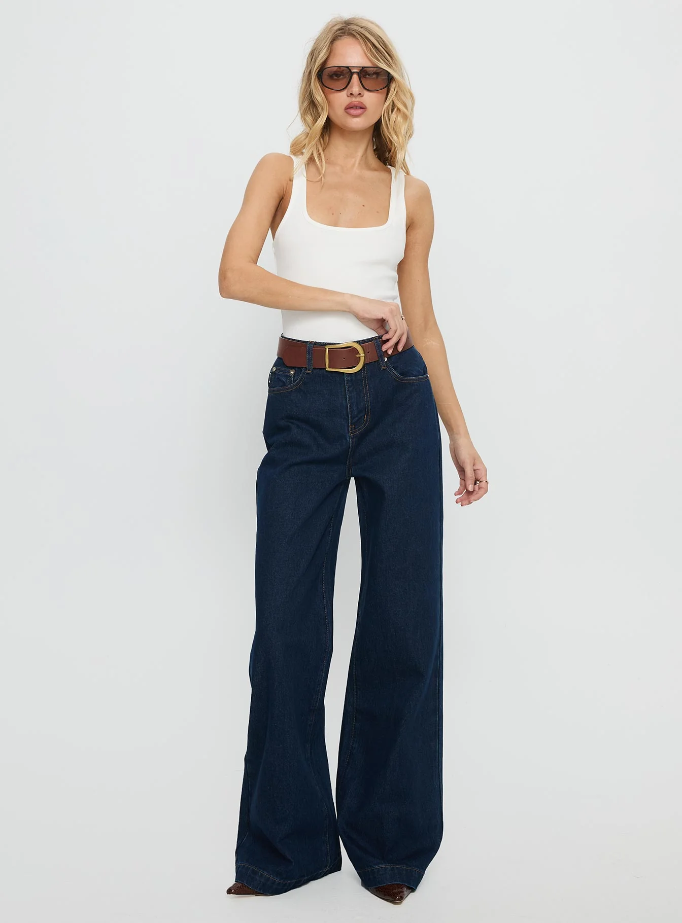 Goldie High Rise Wide Leg Jeans Indigo
