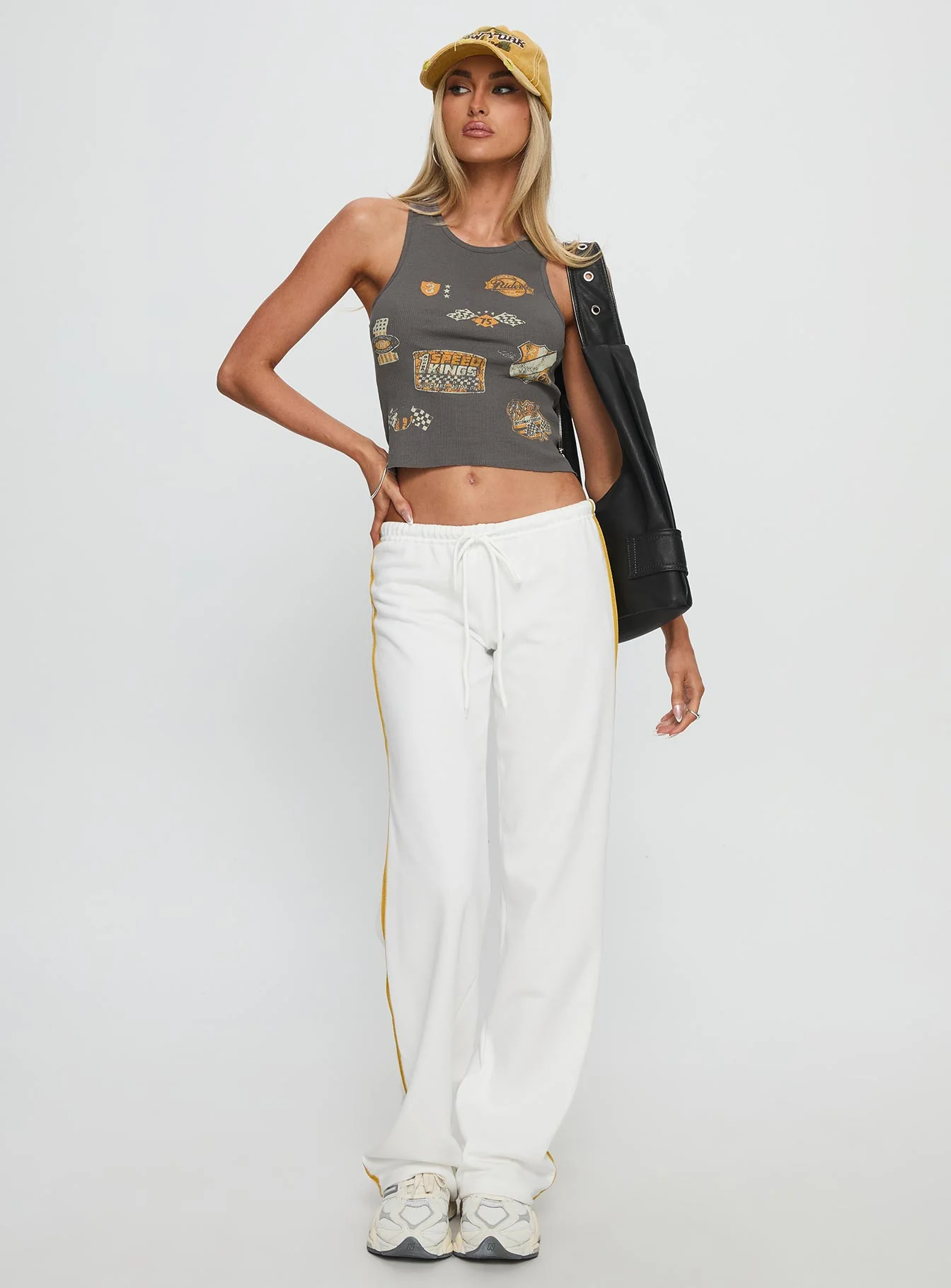 Elation Low Rise Straight Leg Track Pant White