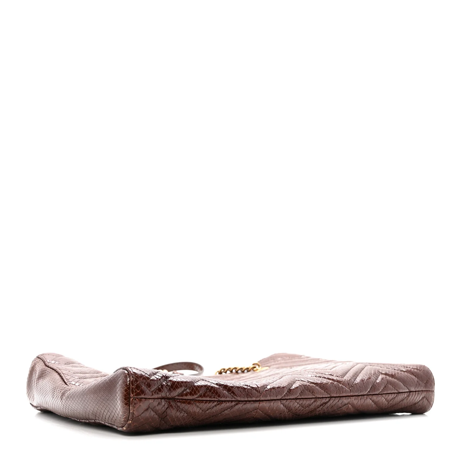 Snakeskin Matelasse Medium GG Marmont Slim Tote Brown - Top Club