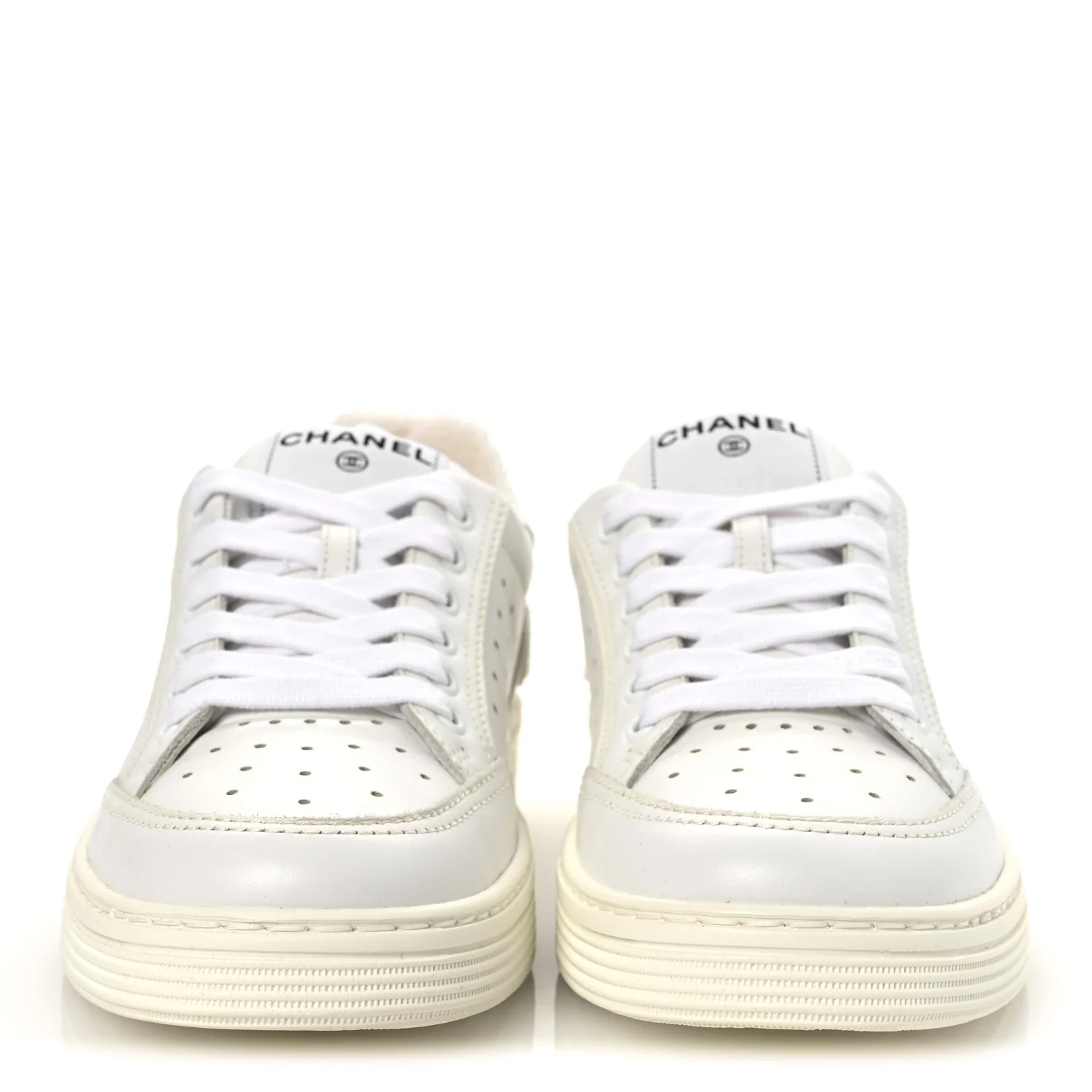 Calfskin Womens Logo Sneakers 38 White - Top Club