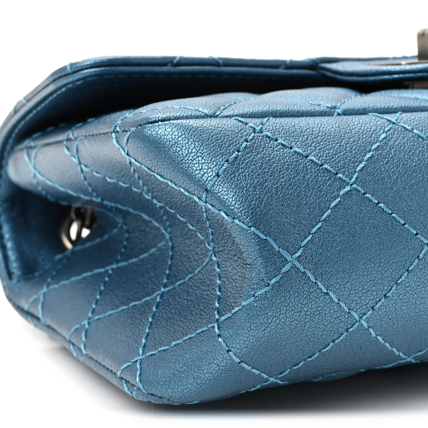 Metallic Sheepskin Quilted 2.55 Reissue Mini Flap Blue - Top Club