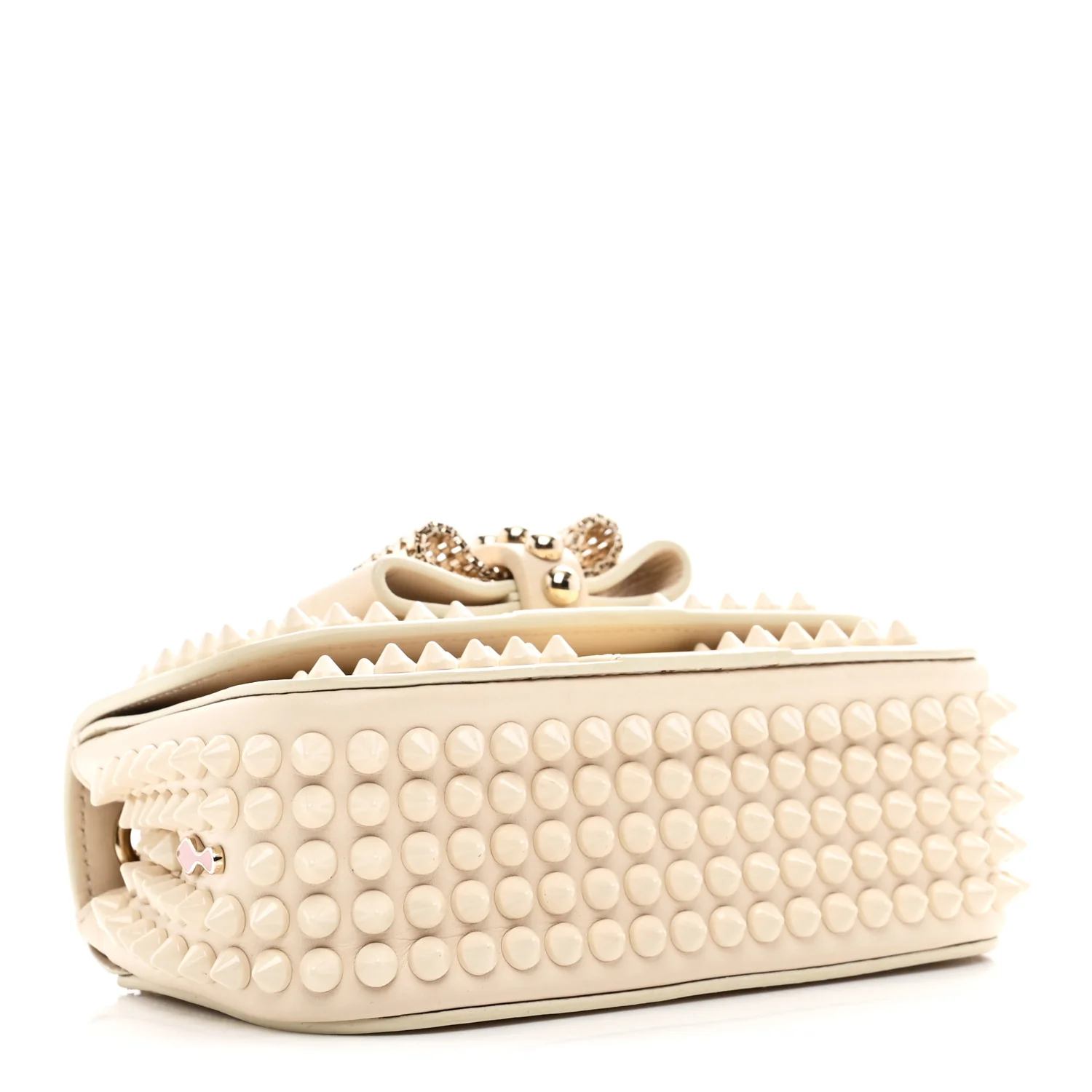 Calfskin Spikes Sweety Charity Shoulder Bag Beige - Top Club
