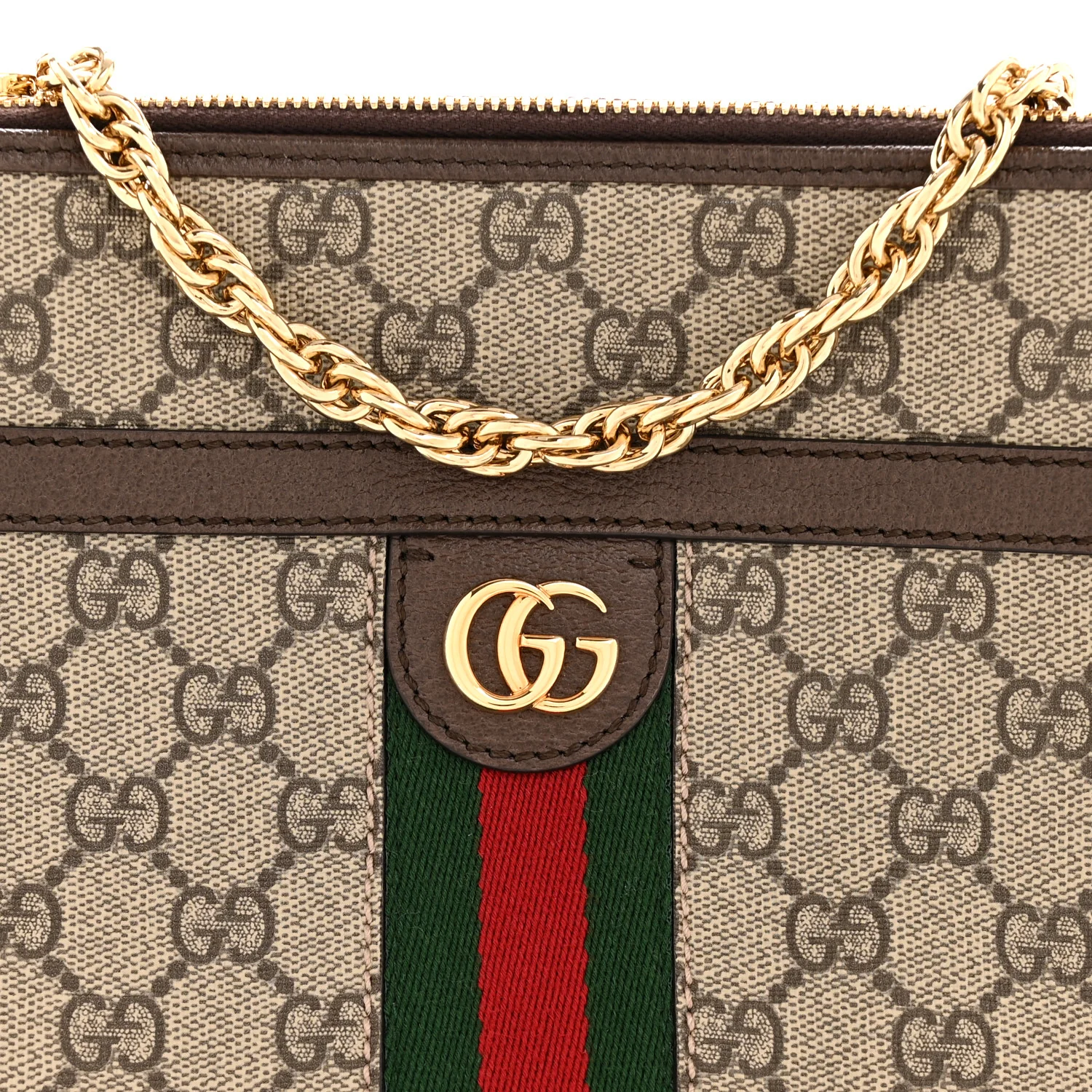 GG Supreme Monogram Web Ophidia Chain Shoulder Bag Brown - Top Club