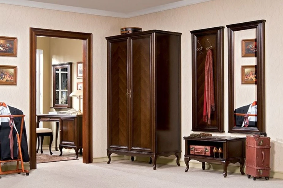 Luxury Art Nouveau mirror dark brown 63.6 x 6.5 x H. 151 cm - Rectangular solid wood wall mirror - Wardrobe mirror - Baroque & Art Nouveau wardrobe furniture