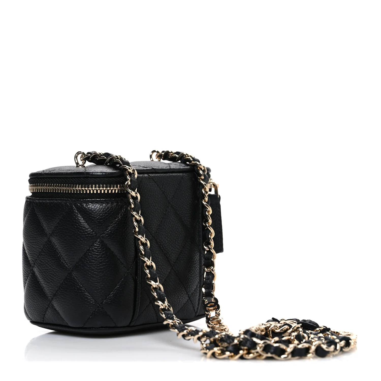 Caviar Quilted Mini Vanity Case With Chain Black - Top Club